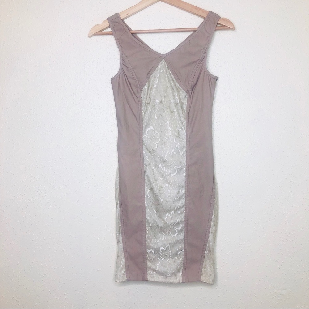 Point Tan Lace Bodycon Dress